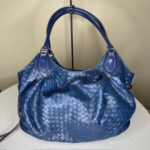 Large Navy Blue Woven Faux Leather Tote, Simply Vera-Vera Wang